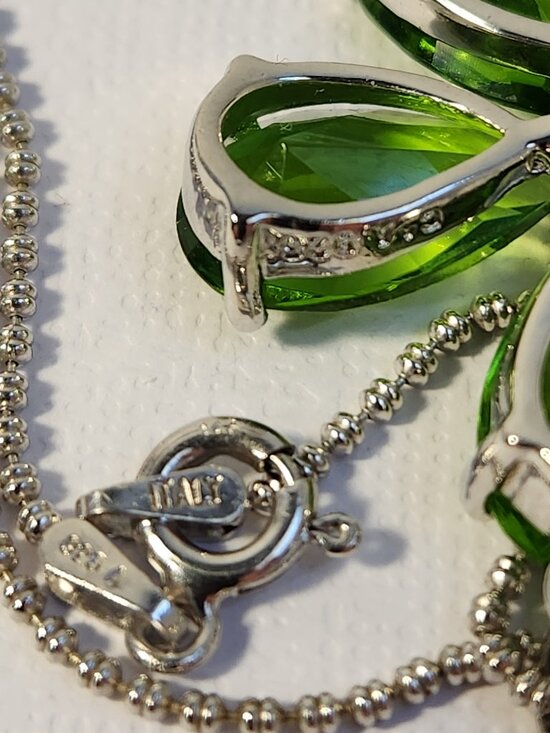 Very VTG 925 Peridot & Garnet Daisy Pendant 18" Necklace by C^A Château d'Argent - Picture 9 of 11